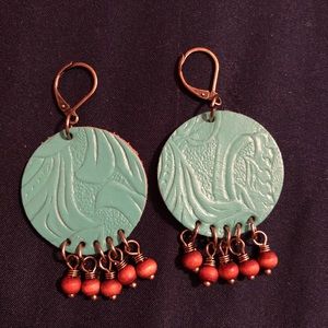 Turquoise circular dangle earrings